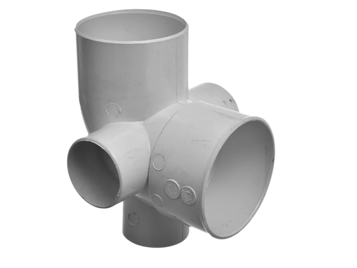 [101690] Codo PVC 110mm 90° x 3.2mm con 3 Acometidas 63mm - Nicoll