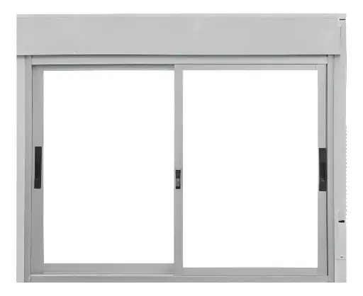 [101084] Aluminio Blanco Ventana Corrediza  Serie 20 Monoblock PVC 2H2G Natural  V4mm x 150cm x 120cm
