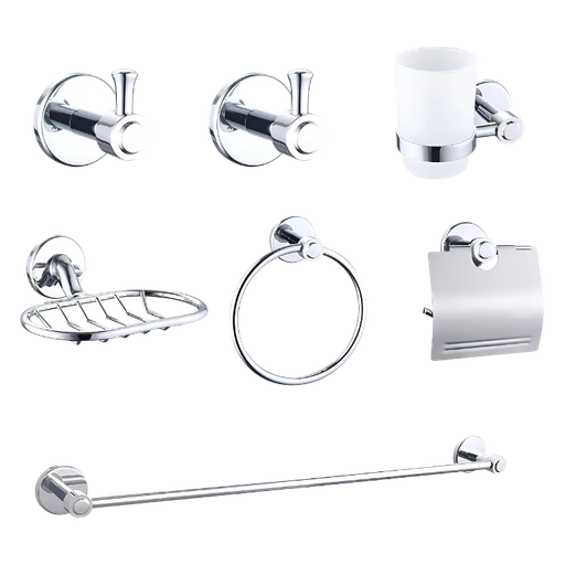 [101072] Kit Accesorios Baño Zinc Cromados Redondo Brillo Cromo KAI 3200