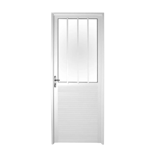 [100005] Puerta Aluminio Exterior Cocina 80cm x 200cm Mitad Vidrio con Rejas