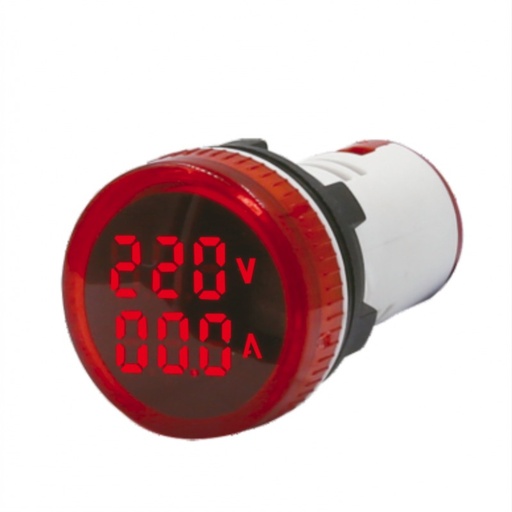 [103002] Medidor Voltimetro/AMPERIMETRO  AD22-22VDS/AC 50-500V Rojo  
