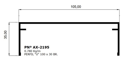 [103363] PGU Perfil Aluminio Tipo U 105 x 35mm x 6.8m Blanco 