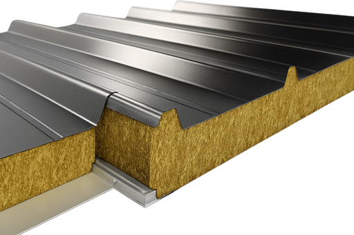 [103368] Isopanel Lana Roca Trapezoidal 0.4mm x 95cm x 145mm Roof Rock Wool 100mm RAL 3020