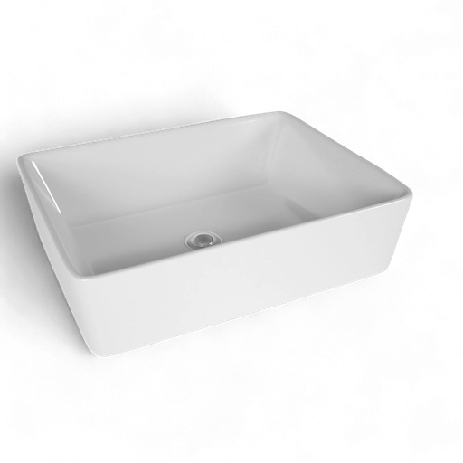 [104093] Bacha Rectangular De Loza Blanca Para Apoyo