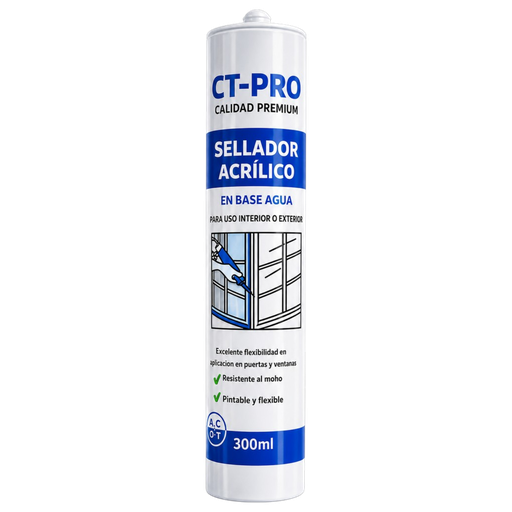 [104780] Sellador Acrílico Base Agua Flexible Blanco CT-PRO 300ml